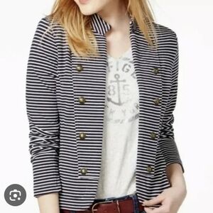 Tommy Hilfiger Navy White Striped Jacket Blazer Gold Button Nautical Preppy S